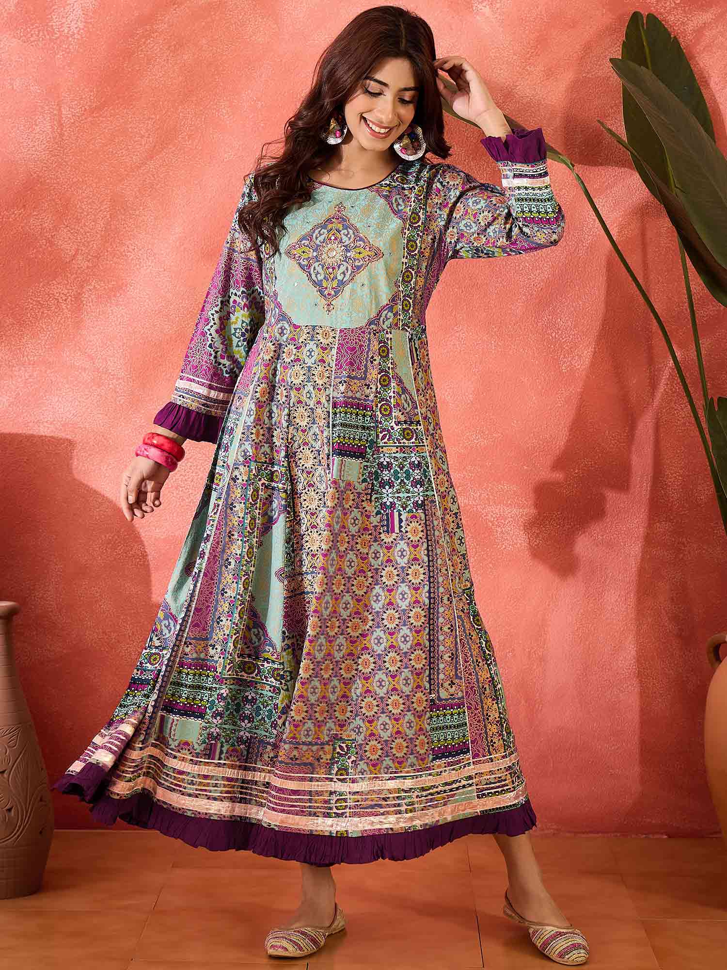 Ethnic Motifs Print A-Line Maxi Dress