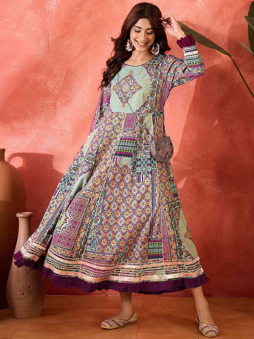 Ethnic Motifs Print A-Line Maxi Dress