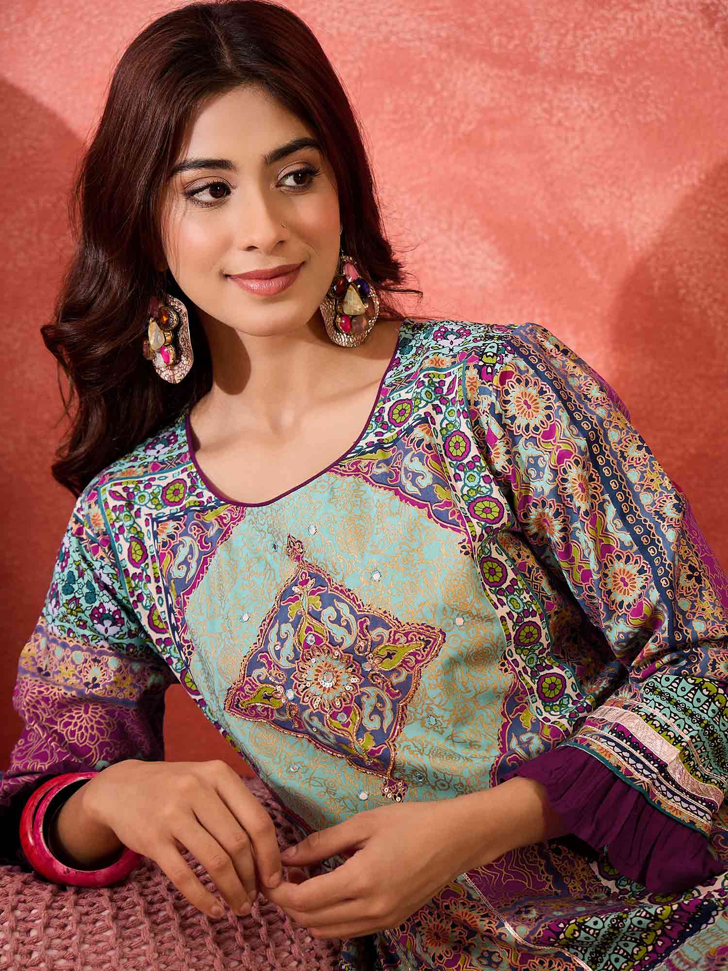 Ethnic Motifs Print A-Line Maxi Dress