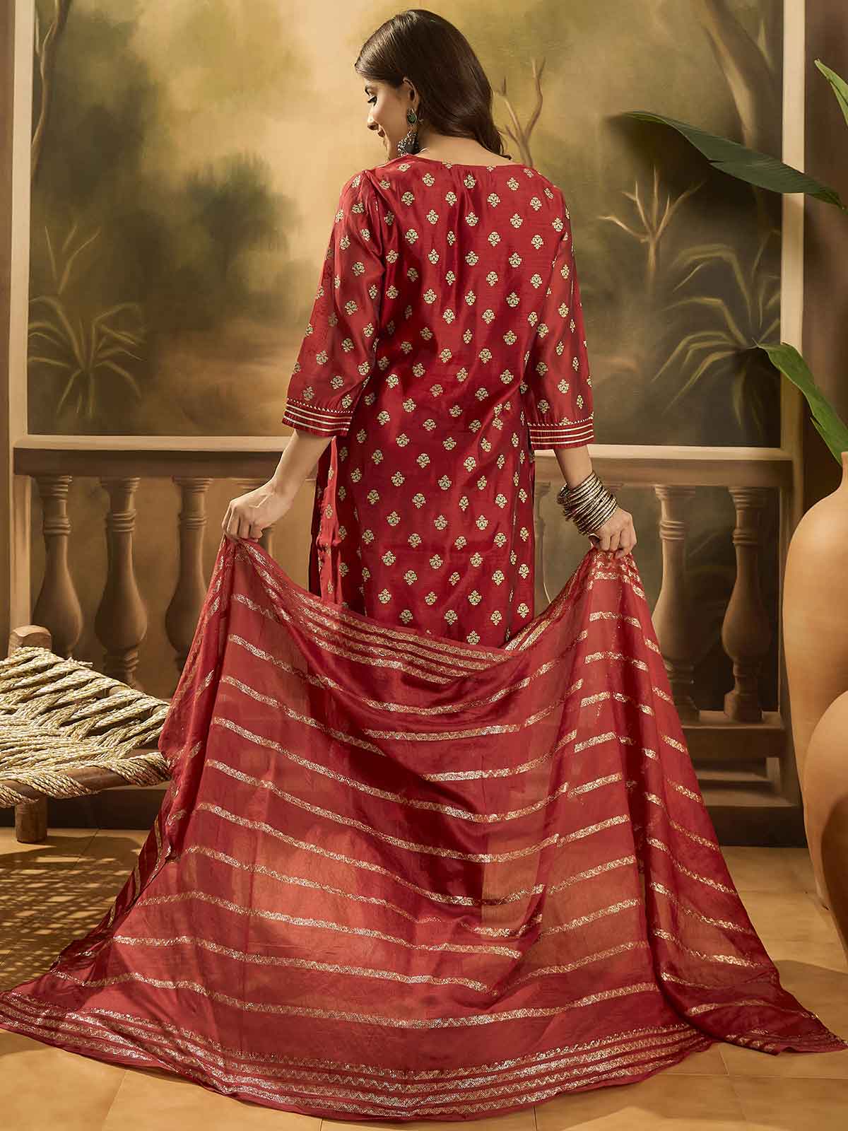 Women Ethnic Motifs Embroidered Kurta with Trousers & Dupatta