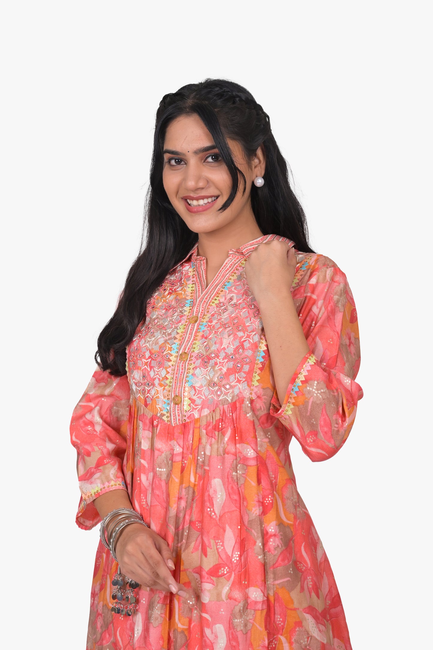 Muslin Salavendar Orange  Kurta set with Pant