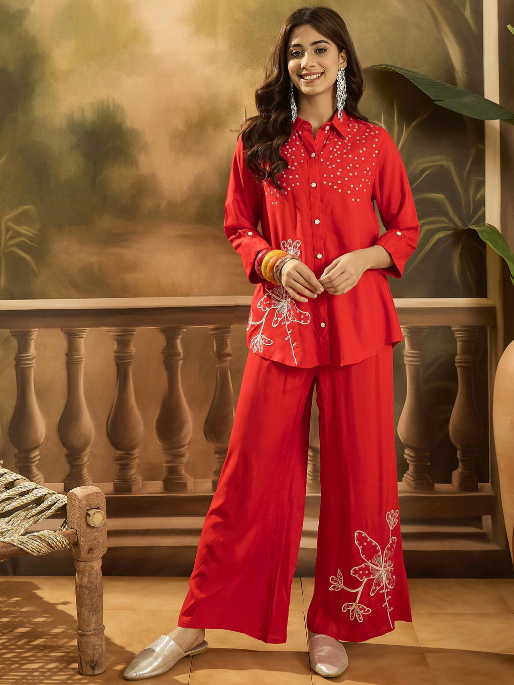 Embroidered Shirt & Trousers Co-Ords
