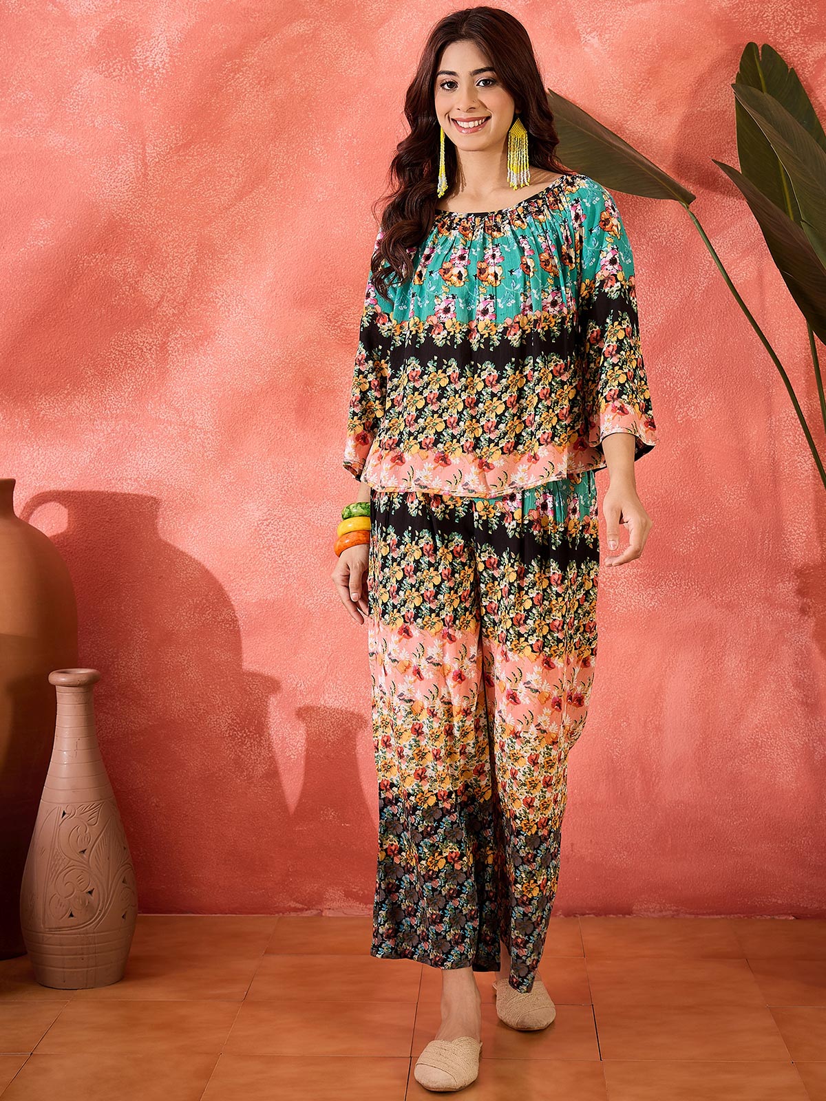 Floral Printed Top & Trousers Co-Ord Set