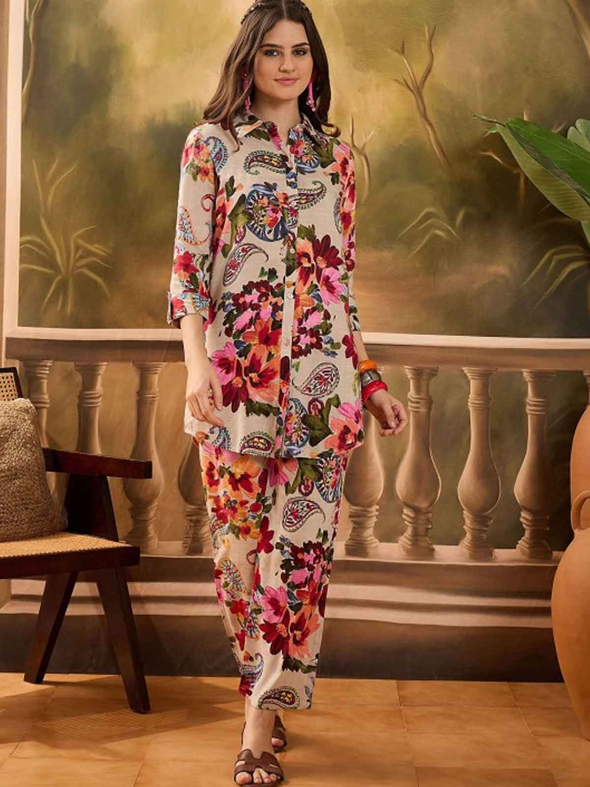 Floral Printed Shirt & Trouser