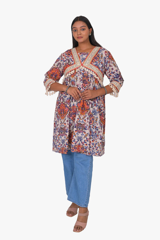 Women's Printed Cotton Slub Tunic