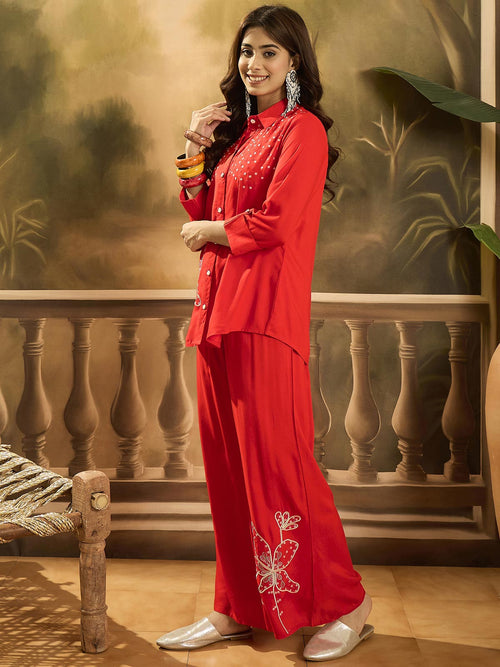Embroidered Shirt & Trousers Co-Ords