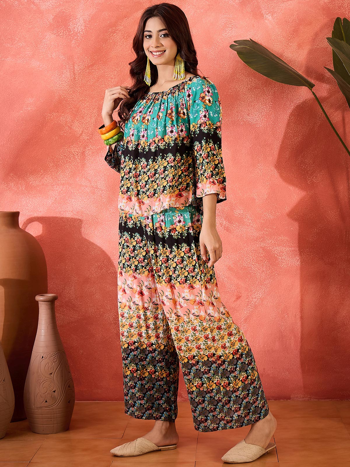 Floral Printed Top & Trousers Co-Ord Set