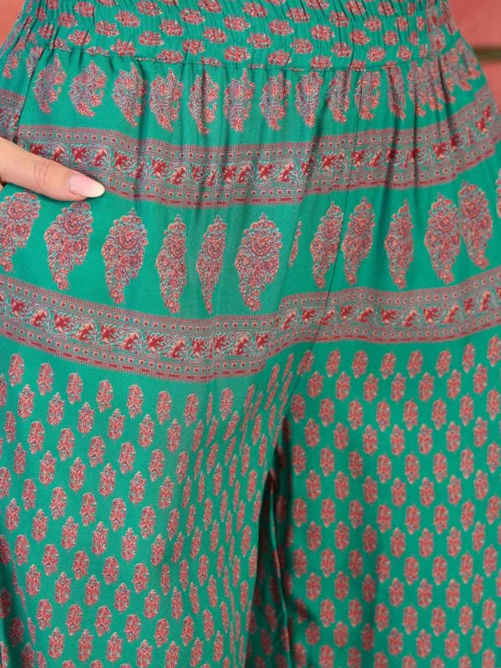 Floral Printed Mandarin Collar Tunic & Trouser