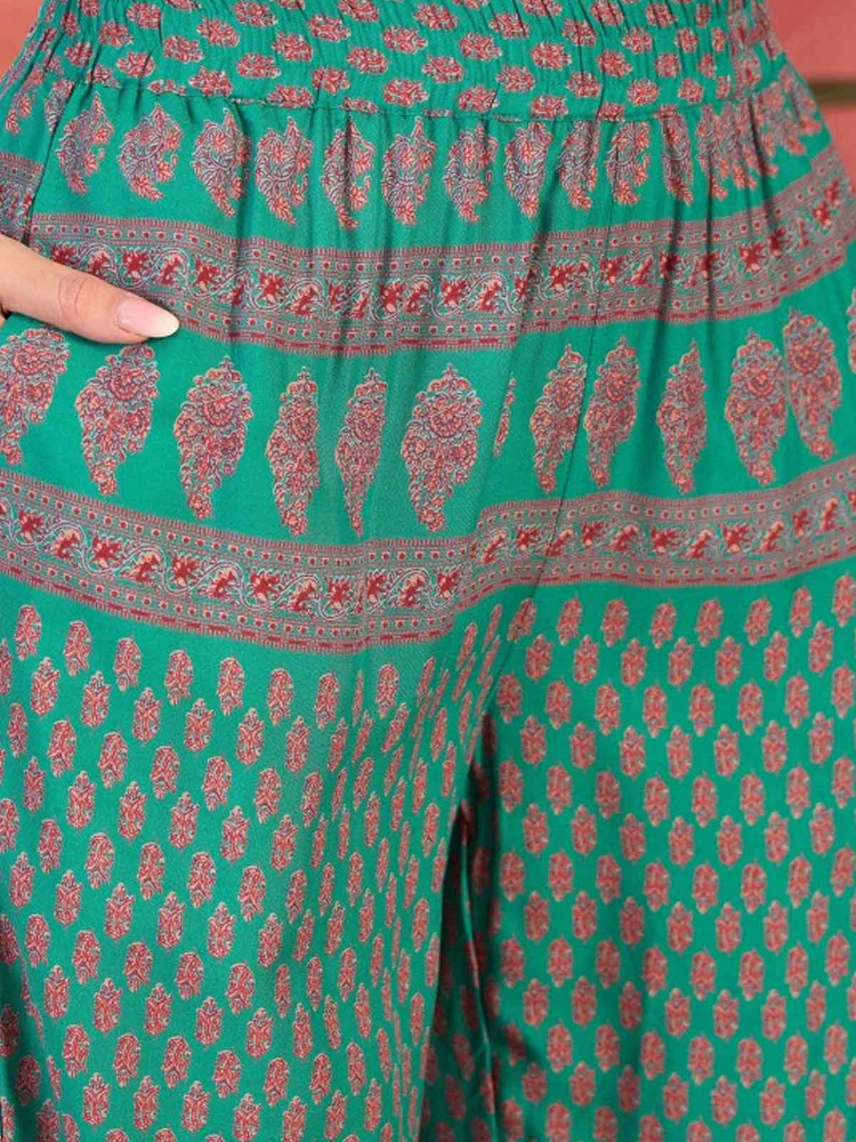 Floral Printed Mandarin Collar Tunic & Trouser