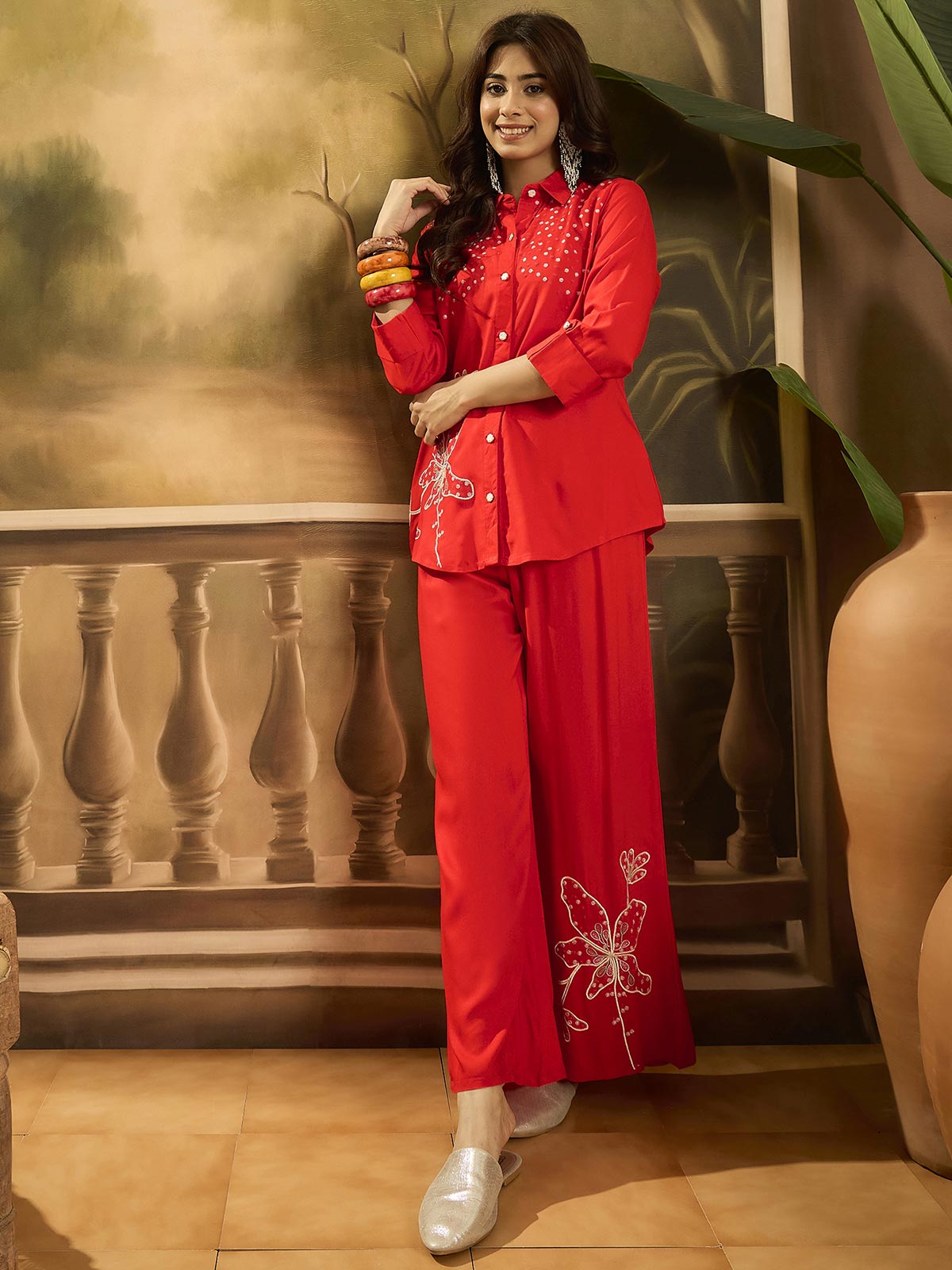 Embroidered Shirt & Trousers Co-Ords