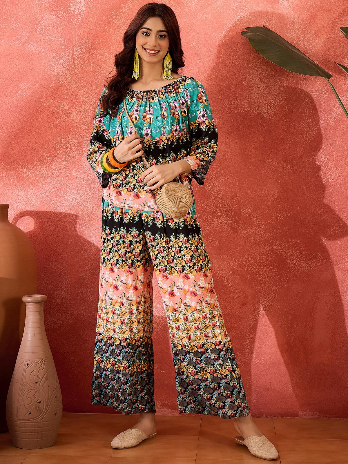 Floral Printed Top & Trousers Co-Ord Set