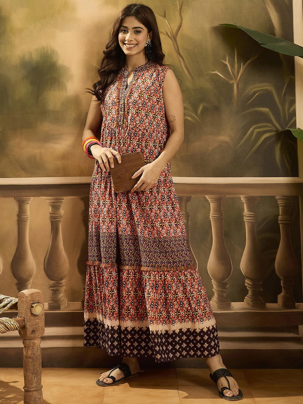 Women Tropical Printed Pure Cotton Fit & Flare Dress