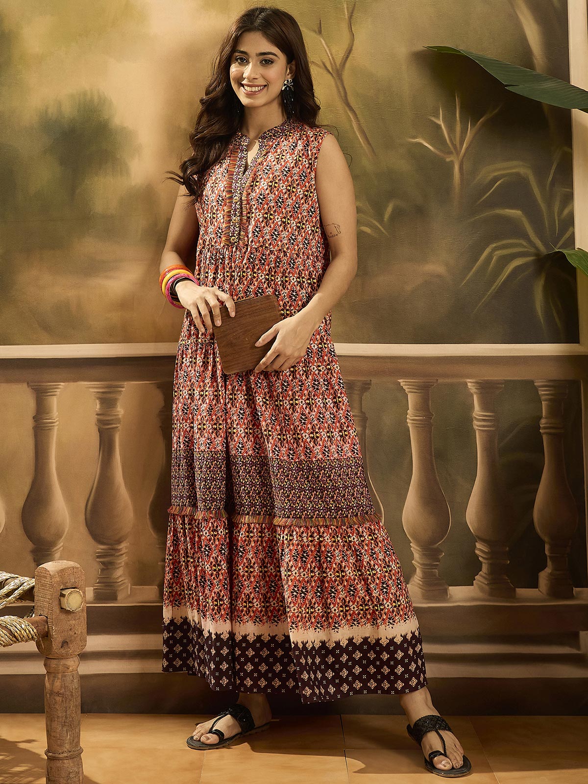 Women Tropical Printed Pure Cotton Fit & Flare Dress