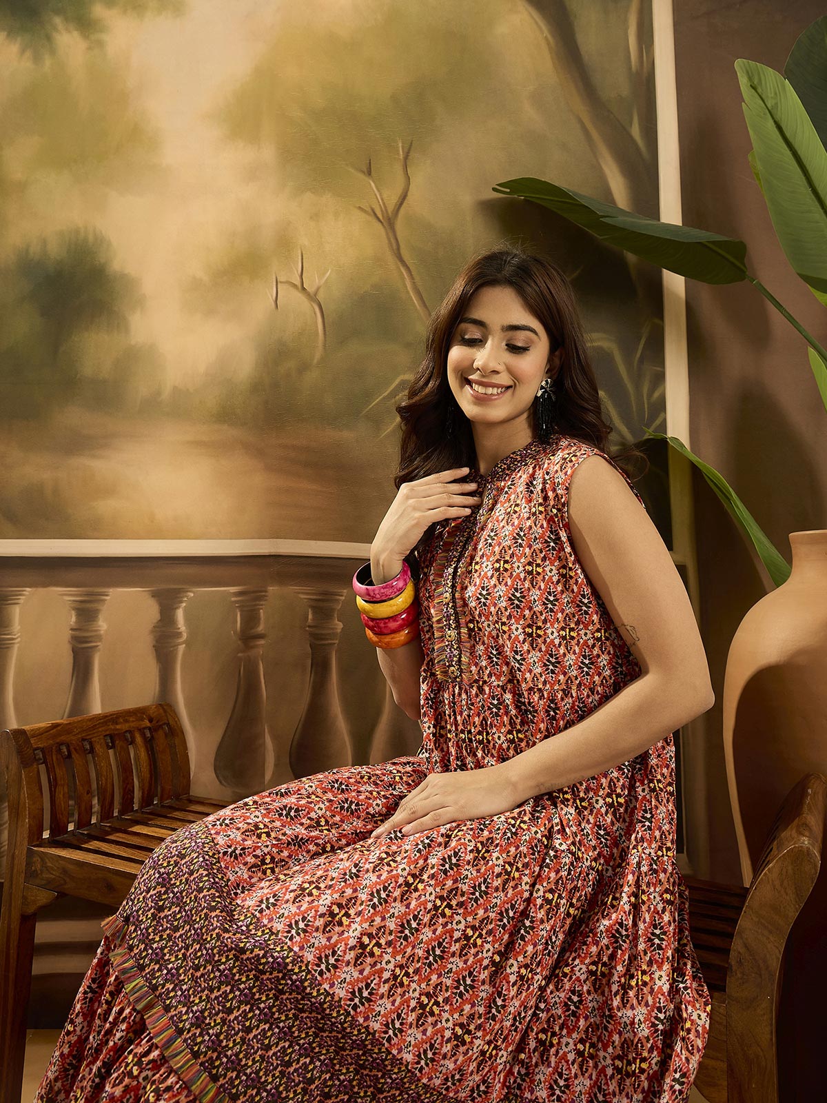 Women Tropical Printed Pure Cotton Fit & Flare Dress