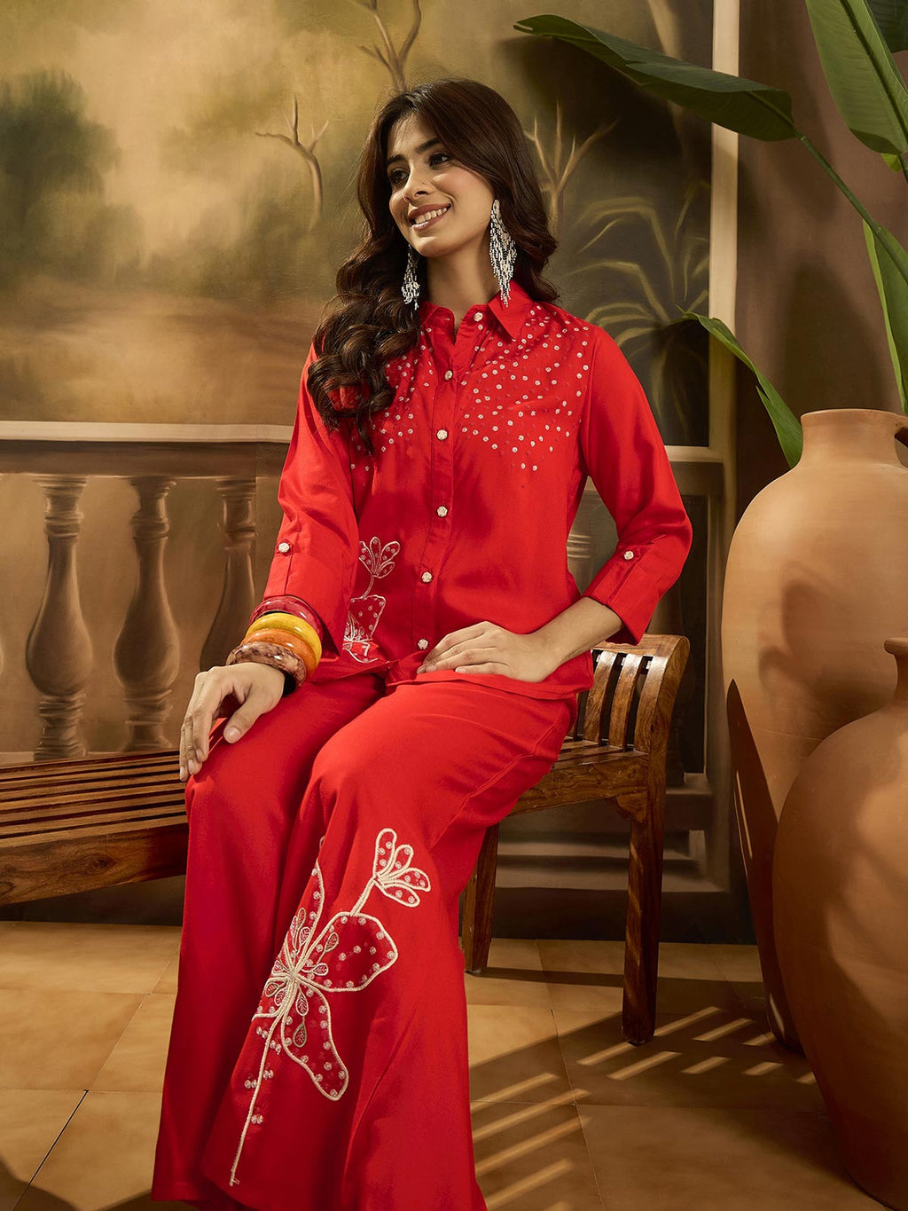 Embroidered Shirt & Trousers Co-Ords