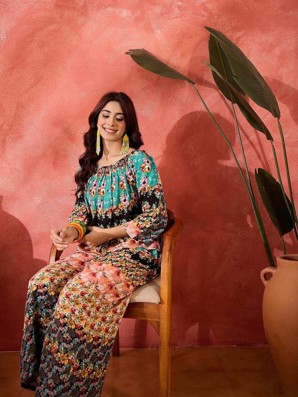 Floral Printed Top & Trousers Co-Ord Set
