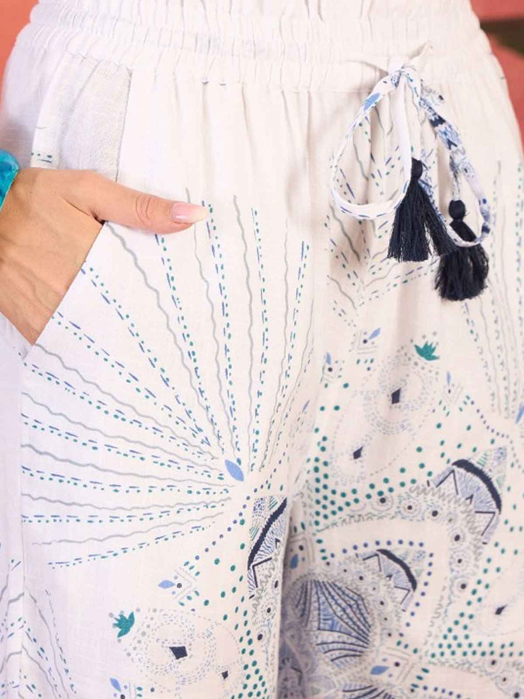 Printed V-Neck Pure Cotton Tunic & Trouser
