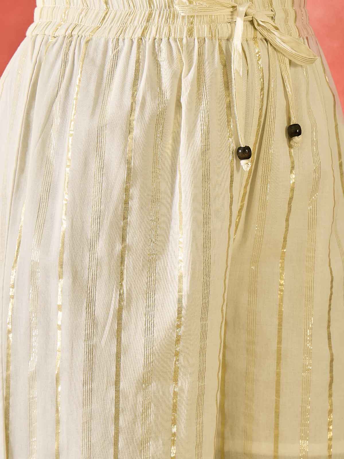 Women Floral Embroidered Cotton Kurta with Trousers
