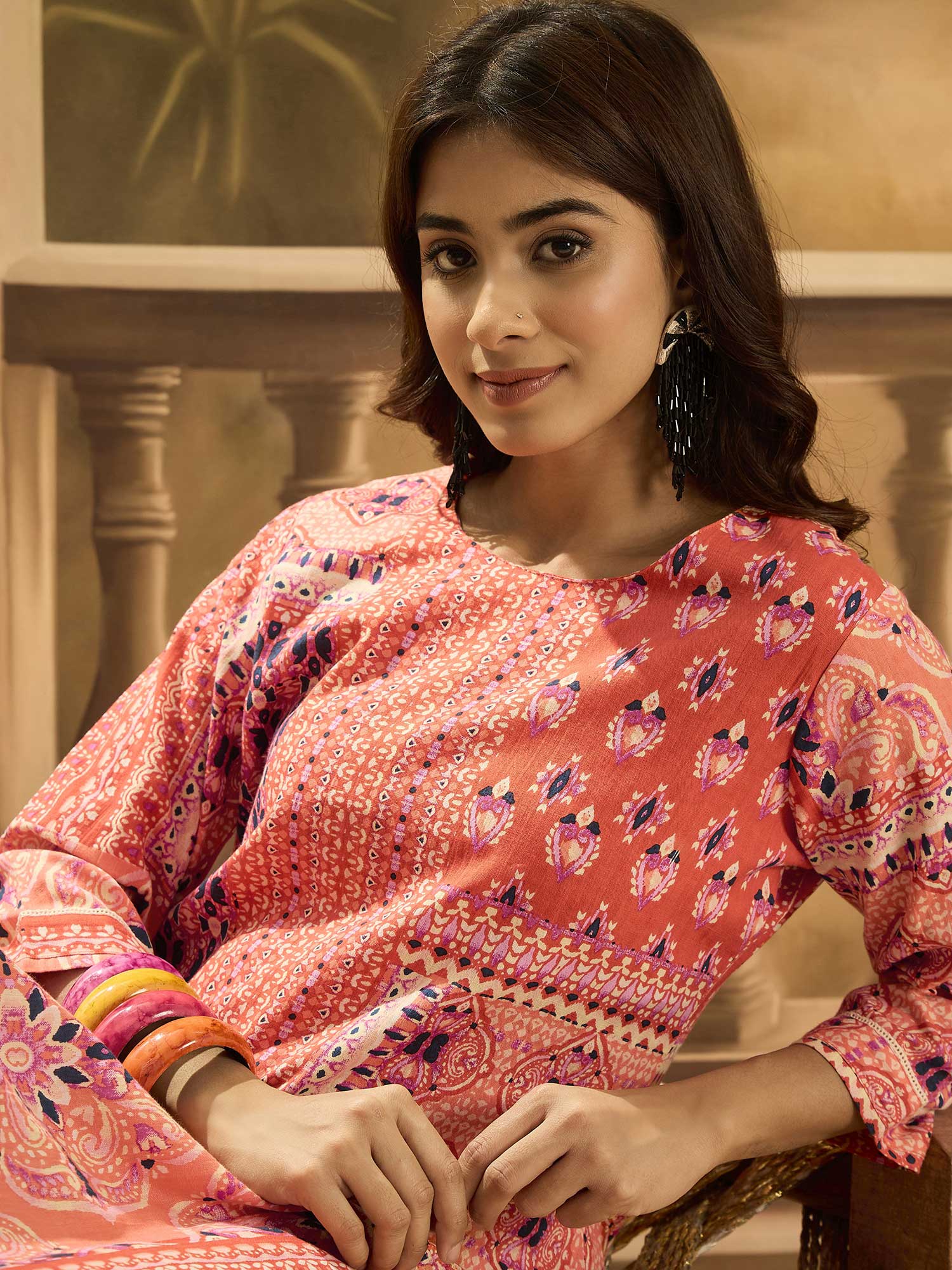 Women Ethnic Motifs Printed Cotton Kurta with Trousers
