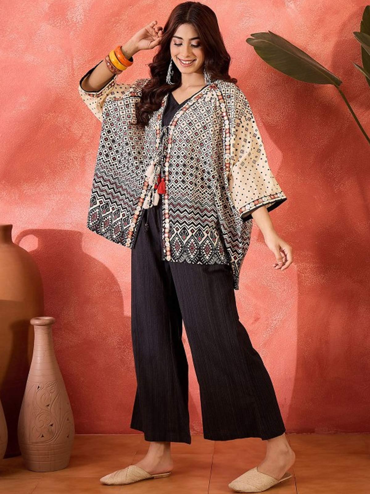 Pure Cotton Crop Top Trousers & Shrug Co-Ords