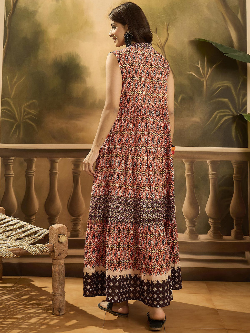 Women Tropical Printed Pure Cotton Fit & Flare Dress