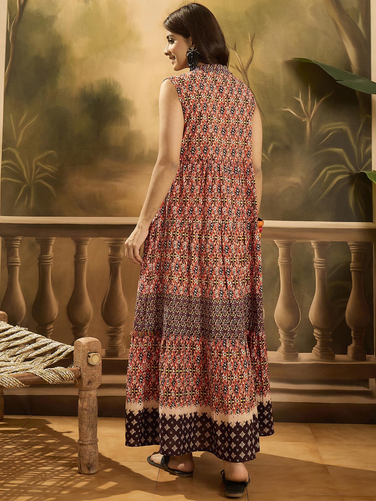 Women Tropical Printed Pure Cotton Fit & Flare Dress