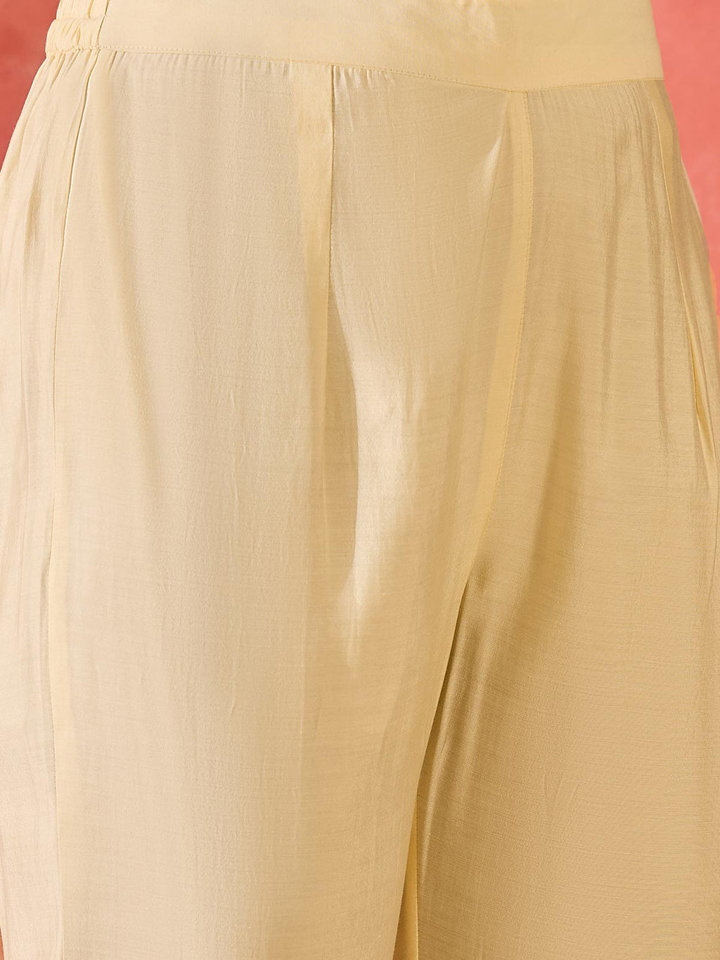 Women Cream Solid Kurta with Trousers