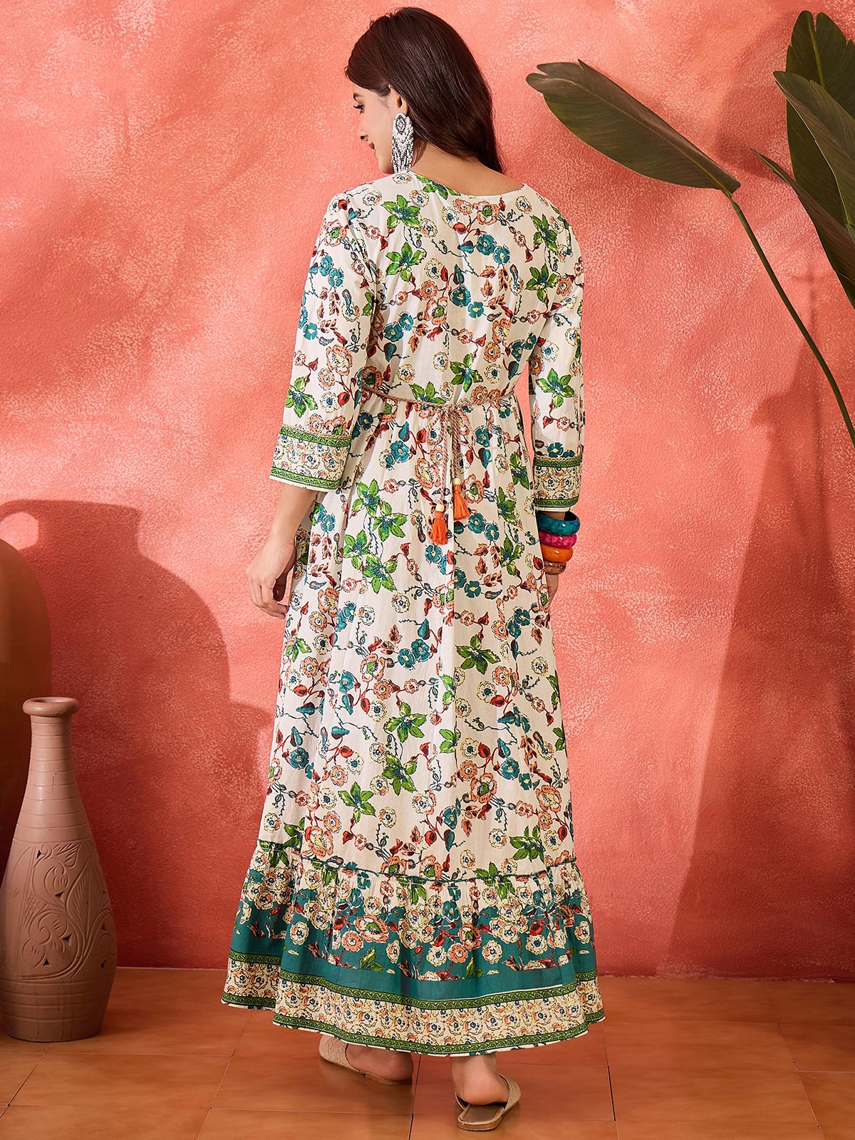 Women Floral Printed Fit & Flared Maxi Dress