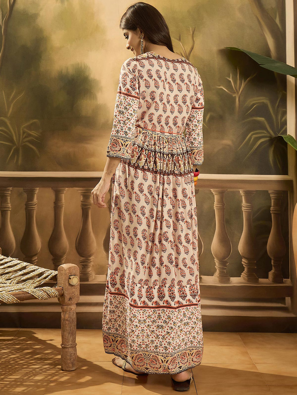 Women Ethnic Motifs Printed Round Neck Fit & Flare Dress