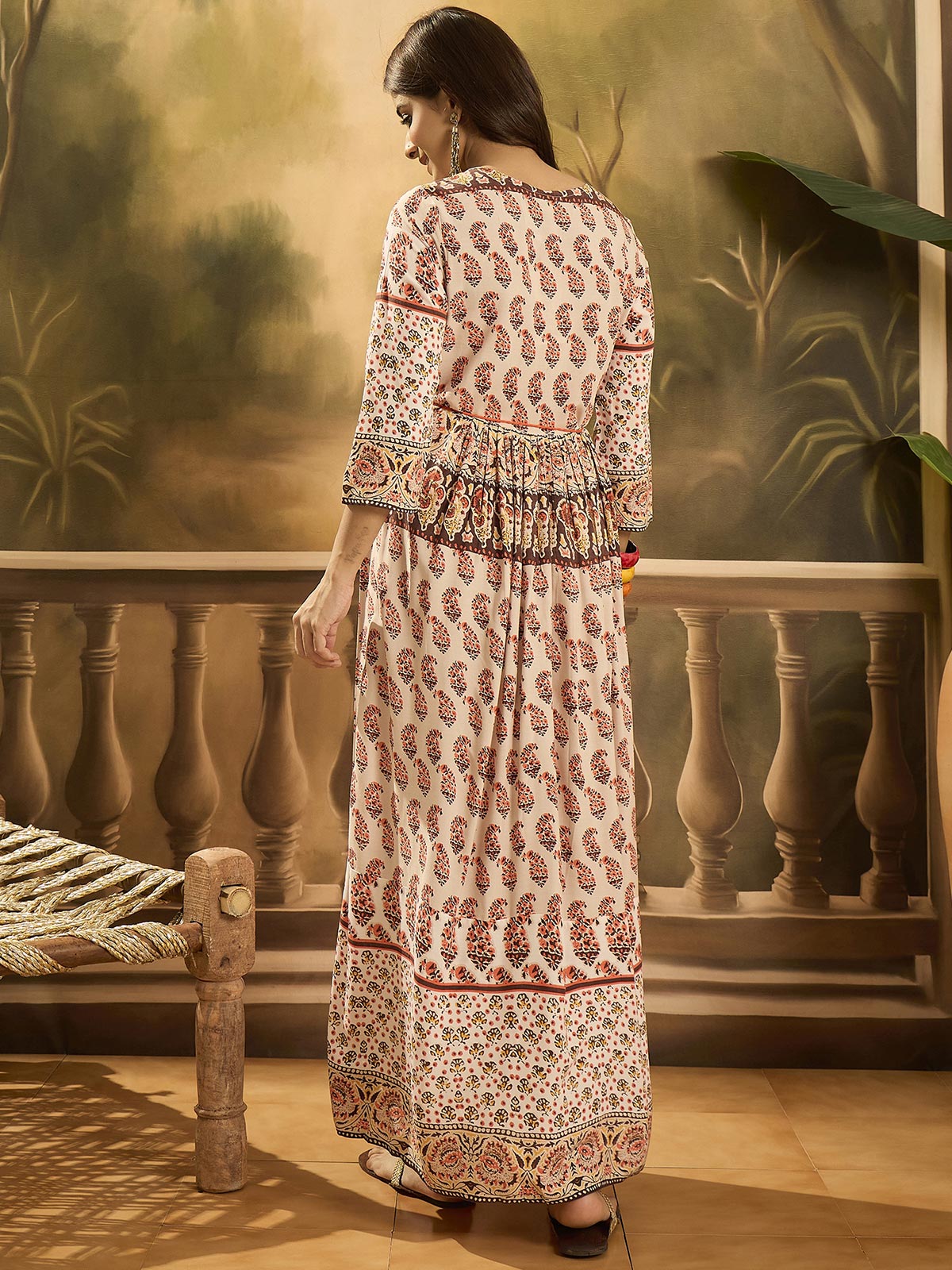 Women Ethnic Motifs Printed Round Neck Fit & Flare Dress