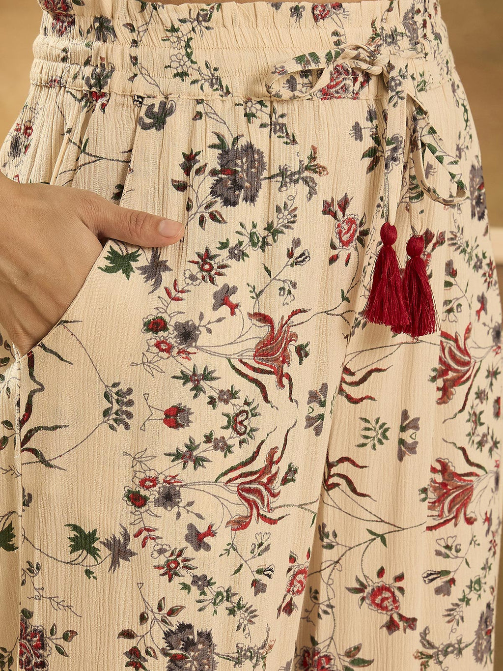 Floral Printed V-Neck Tunic & Trousers Co-Ord Set