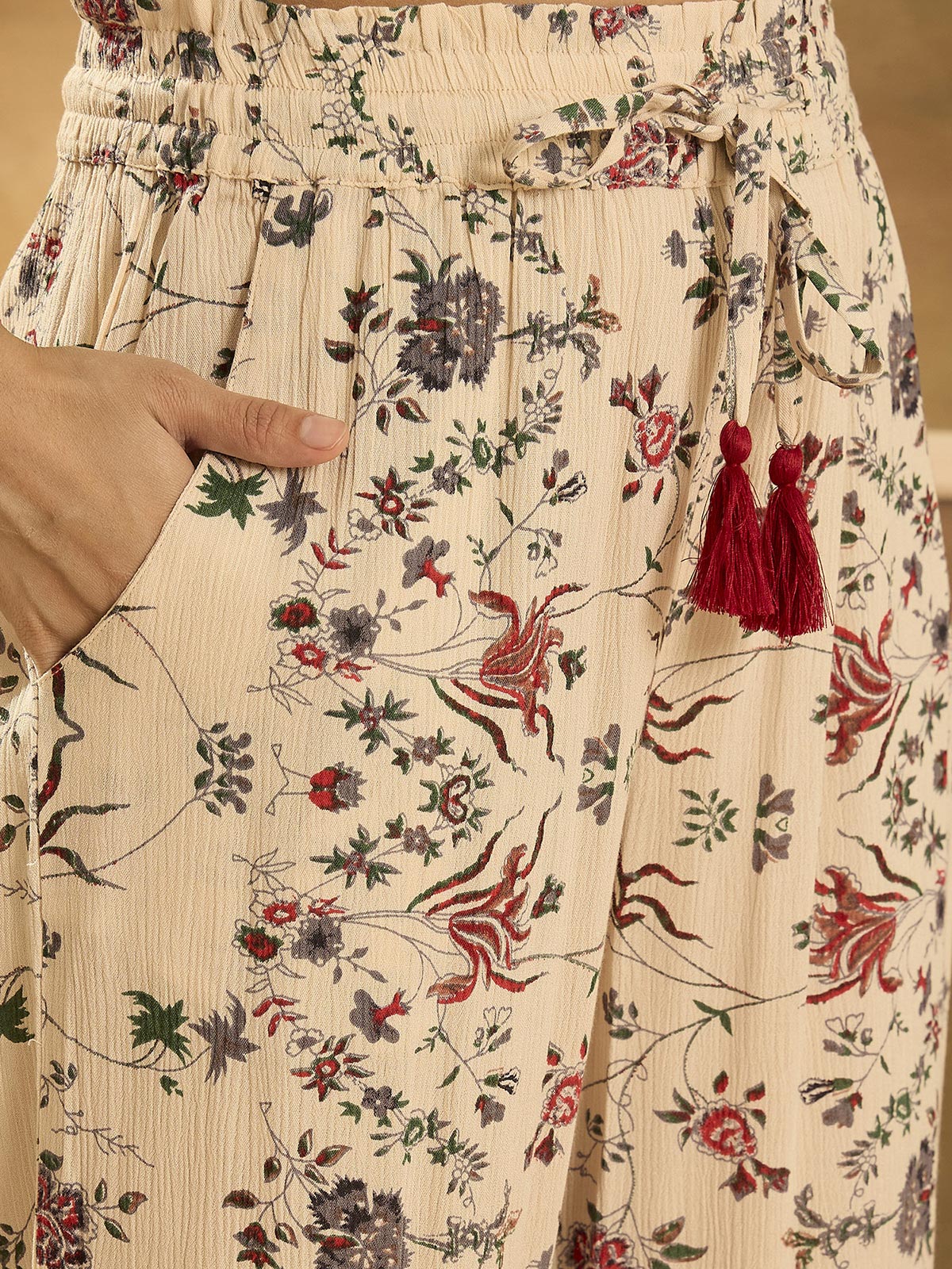 Floral Printed V-Neck Tunic & Trousers Co-Ord Set