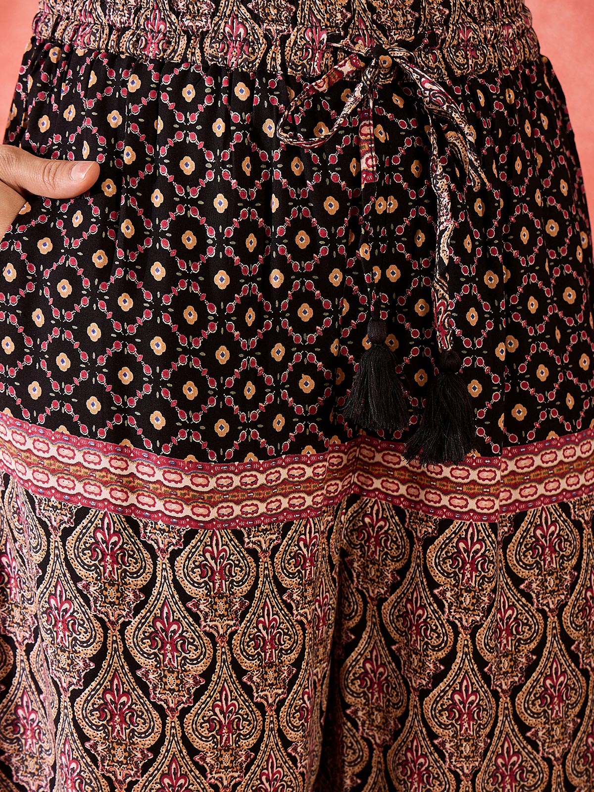 Printed V-Neck Top With Trouser Co-Ords