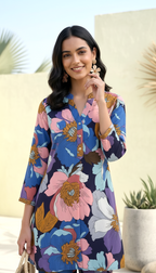 Azure Bloom High-Low Co-ord Set