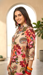 Daylist Floral & Paisley Printed Tunic with Matching Straight Pants – 2-Piece Co-ord Set