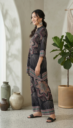 Daylist Midnight Mandala High-Low Tunic & Wide-Leg Pant Co-ord Set – 2-Piece Fusion Outfit