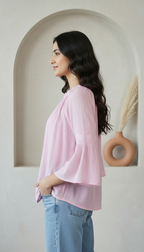 Daylist Lavender Embroidered Bell Sleeve Tunic
