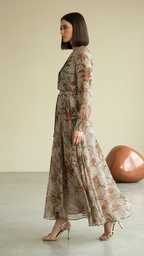 Daylist Amber Flora Bohemian Ruffle Maxi Dress