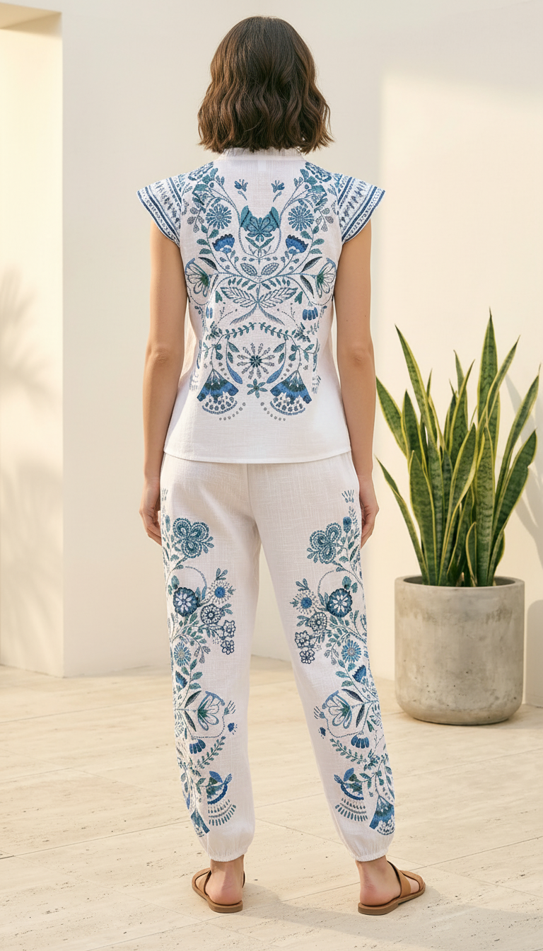 White Embroidered Co-Ord Set for Women | Cotton Summer Co-Ord Outfit | Daylist India