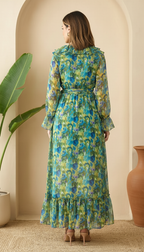 Bohemian Floral Ruffle Maxi Dress Online | Daylist.in
