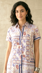 Beige Ethnic Printed Midi Dress for Women | Daylist