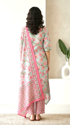 Pastel Floral Kurti Palazzo Set with Dupatta for Women | Elegant Ethnic Suit | Daylist