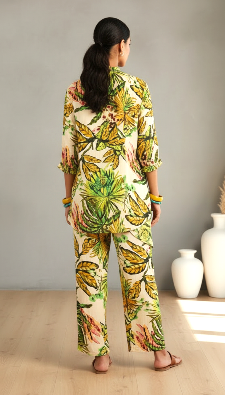 Verdant Tropical High-Low Co-ord Set