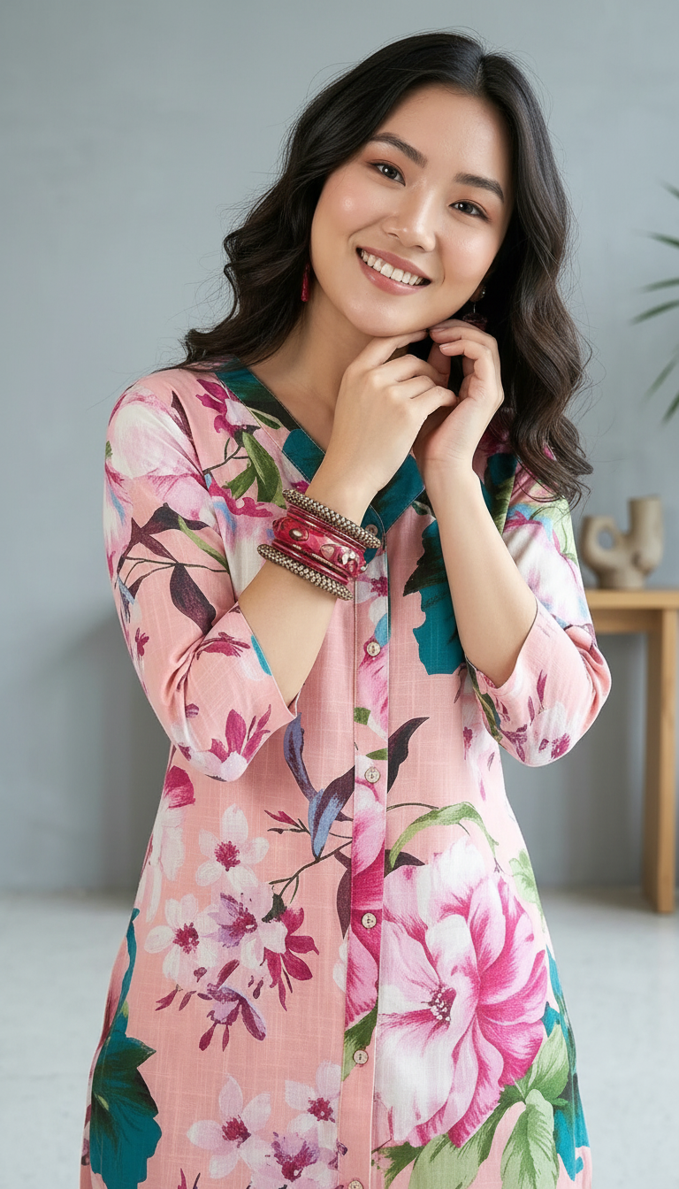Blush Pink Watercolor Floral Co-ord Set | Daylist.in