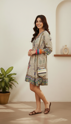 Daylist Earthy Boho-Chic Tiered Mini Dress – Floral & Paisley Print with Tassel Detailing