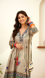 Daylist Earthy Boho-Chic Tiered Mini Dress – Floral & Paisley Print with Tassel Detailing