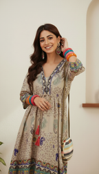 Daylist Earthy Boho-Chic Tiered Mini Dress – Floral & Paisley Print with Tassel Detailing