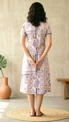 Beige Ethnic Printed Midi Dress for Women | Daylist