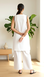 Daylist White Minimal Embroidered Kurta & Palazzo Set – Elegant Monochrome Co-ord