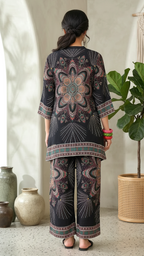 Daylist Midnight Mandala High-Low Tunic & Wide-Leg Pant Co-ord Set – 2-Piece Fusion Outfit